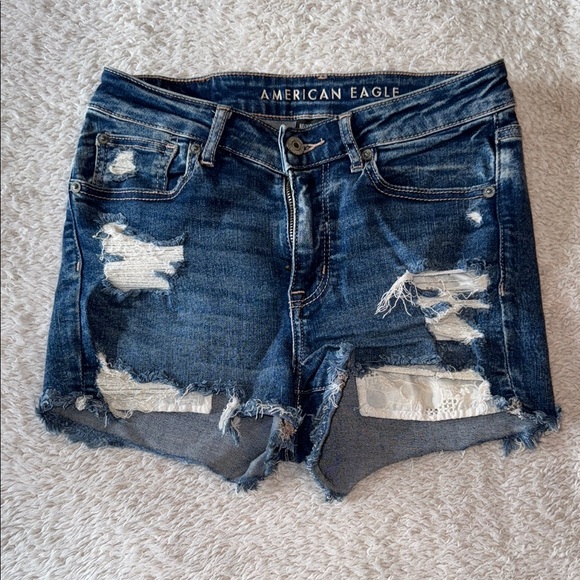 American Eagle Outfitters Pants - American Eagle Outfitters Blue Distressed Jean Shorts